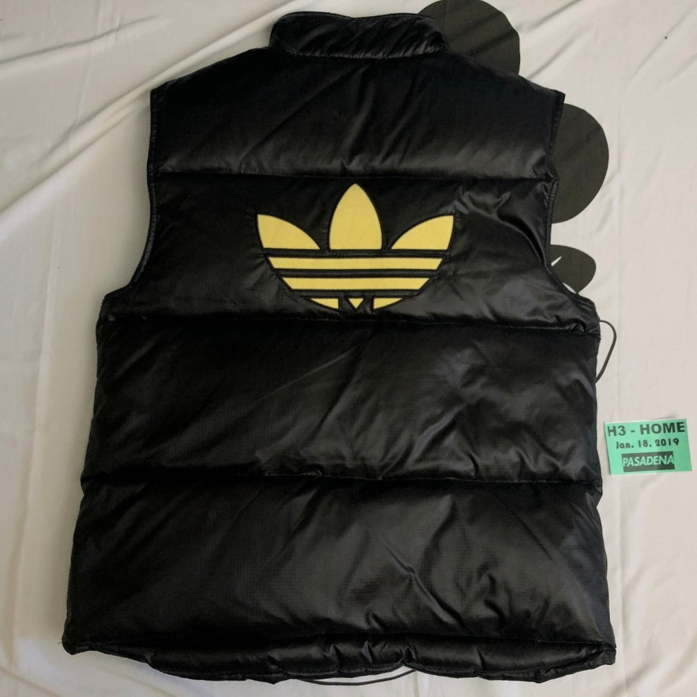 Vintage Men Adidas Trefoil Spell Out Black Vest L - Picture 6 of 8